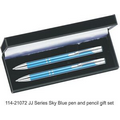JJ Series Pen and Pencil Gift Set in Black Velvet Gift Box - Sky Blue